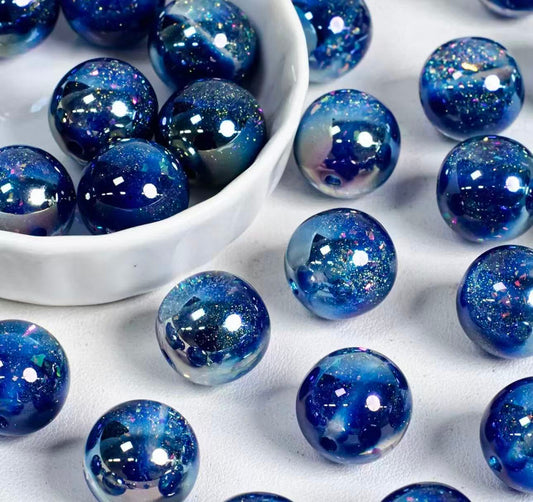 16mm Large Acrylic Beads - Shiny Electroplated Round Beads for DIY  Making