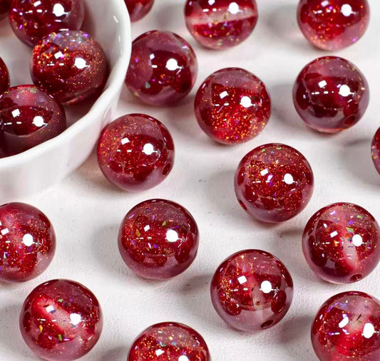 16mm Large Acrylic Beads - Shiny Electroplated Round Beads for DIY  Making